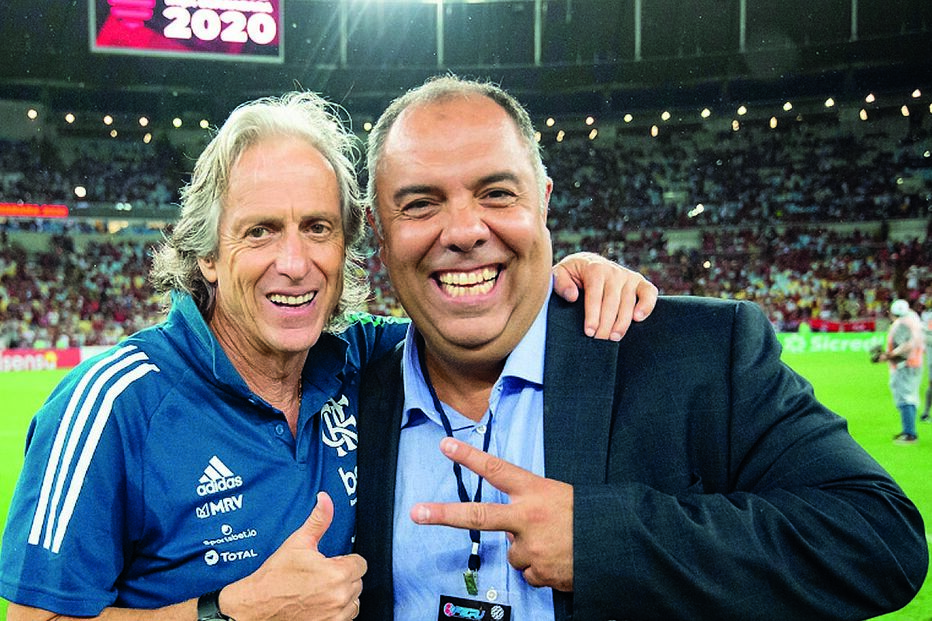 Jorge Jesus e Marcos Braz, vice-presidente do Flamengo