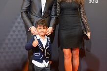 Cristianinho com Ronaldo e a ex-namorada do pai, Irina Shayk