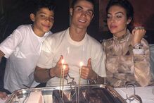 Cristianinho com Cristiano Ronaldo e Georgina