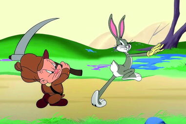 Nova série tirou arma de fogo ao caçador Elmer J. Fudd (agora com uma foice), mas este continua atrás de Bugs Bunny 