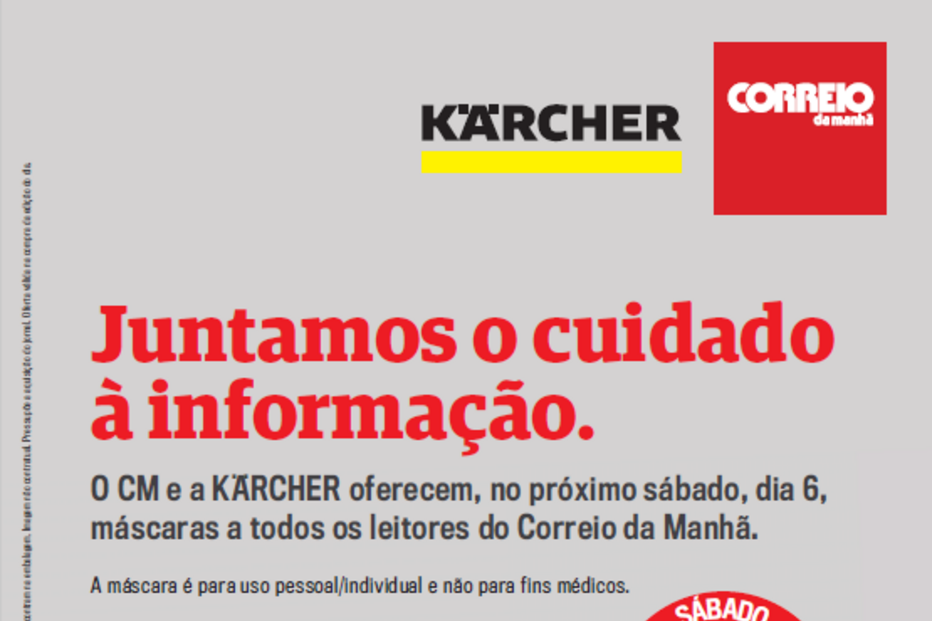 Correio da Manhã oferece uma máscara a quem comprar o jornal