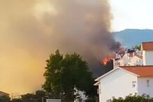 Incêndio junto a casas em Alvide, Cascais