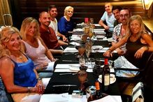 Ágata e Rui Pereira no jantar de aniversário de Flávio Furtado