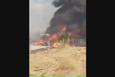 Pesado de mercadorias incendeia-se no IP2 próximo de Gáfete no distrito de Portalegre