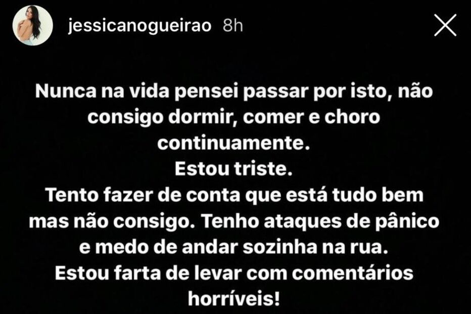 Jéssica faz desabafo nas redes sociais