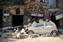 Cidade de Beirute destruída após explosões