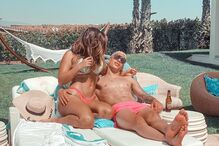 Cindy Alvarez Garcia e Matheus Uribe num momento de diversão durante  as férias 