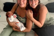 As filhas do ator, Luís Esparteiro com o pequeno, Bernardo