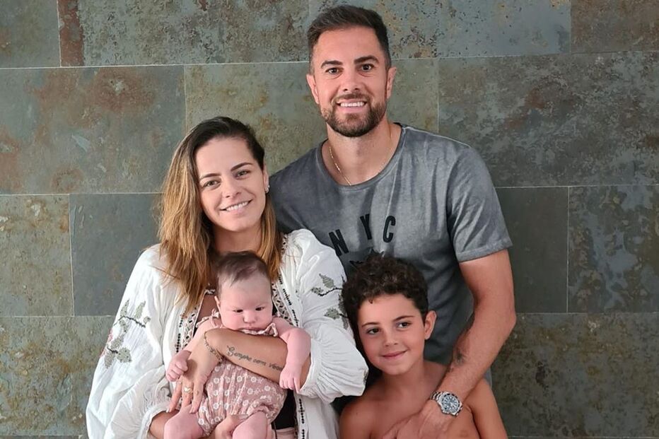 Jardel com a mulher num momento de família 