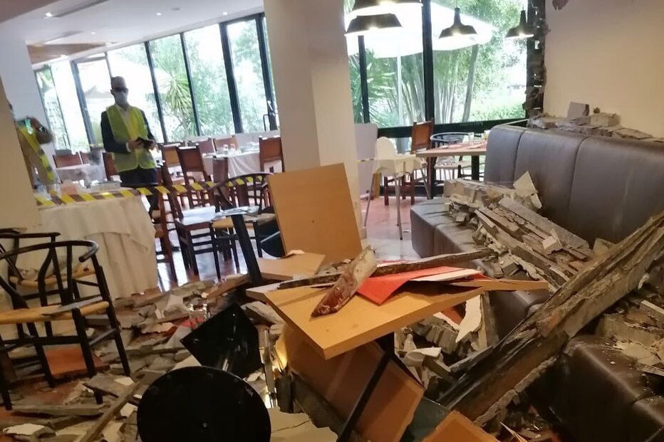 Parede de hotel cai em Évora e provoca pelo menos quatro feridos