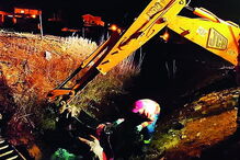 Bombeiros salvam burro preso em vala na EN125 em Lagos