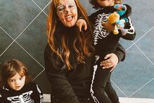 Carolina Deslandes com Santiago e Guilherme