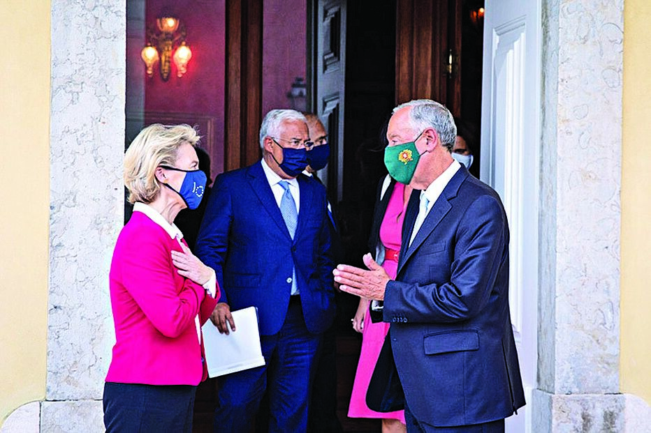Úrsula Von der Leyen, António Costa, Marcelo Rebelo de Sousa 
