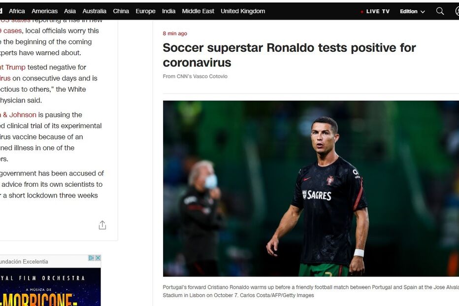 Cristiano Ronaldo em destaque na imprensa mundial	