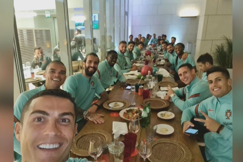 Ronaldo e companheiros da Seleção Nacional