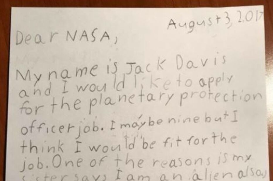 Menino de 9 anos escreve carta à NASA para proteger o planeta