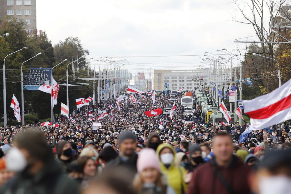 Manifestantes protestam na Bielorrússia