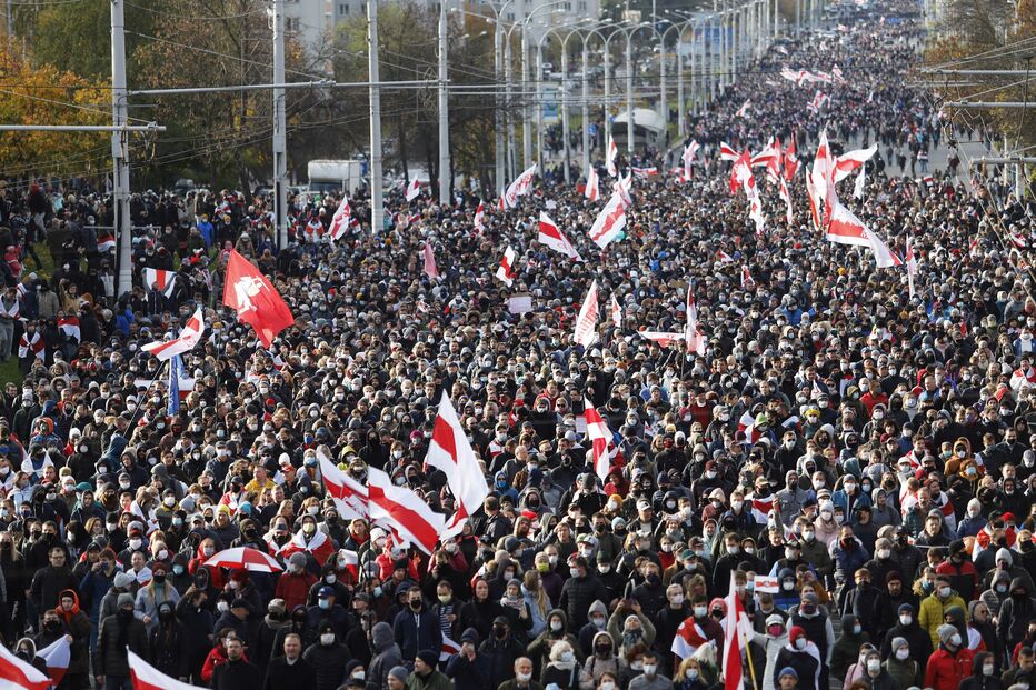 Manifestantes protestam na Bielorrússia