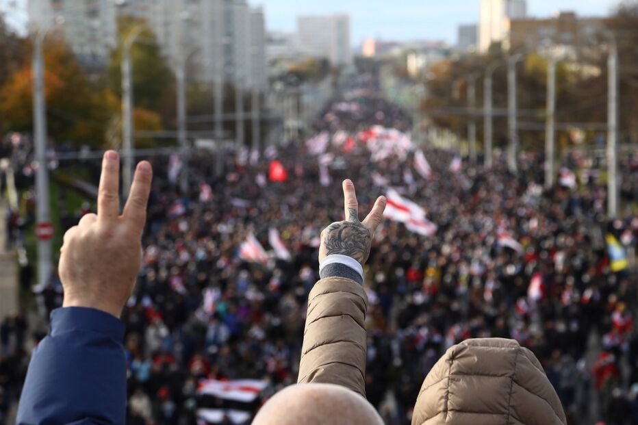 Manifestantes protestam na Bielorrússia