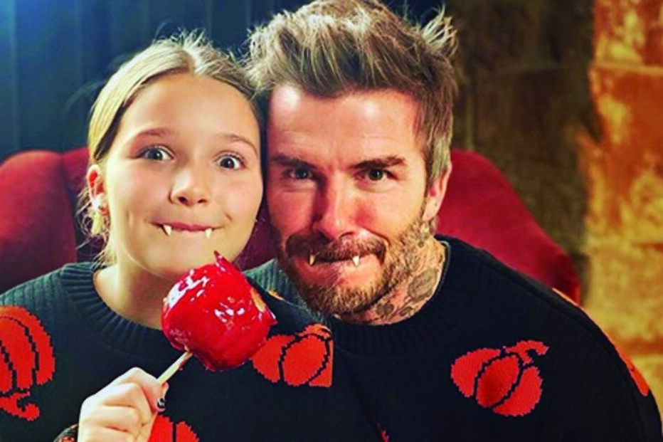 David Beckham com a filha Harper
