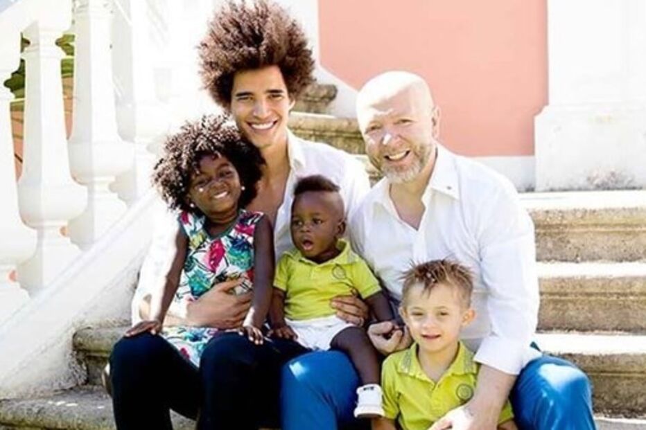 Luís Borges com Eduardo Beauté e os filhos
