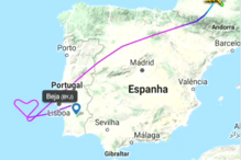 Aeronave A380 da Hi Fly desenha um coração nos ceús de Portugal no dia da despedida 