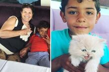 Dolores Aveiro e o gato Lucas