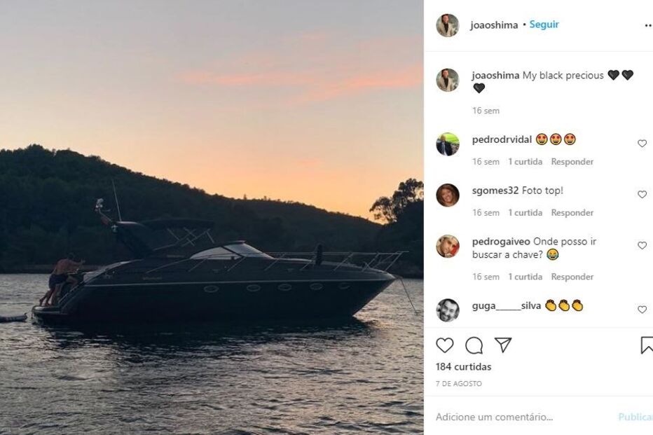 João 'Shima' Almeida mostra-se no seu iate de luxo