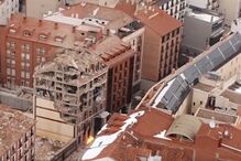 Imagens aéreas mostram local da explosão que destruiu prédio em Madrid