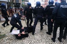 Manifestação durante campanha de André Ventura