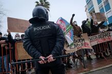 Manifestação durante campanha de André Ventura