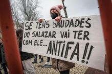 Manifestação durante campanha de André Ventura