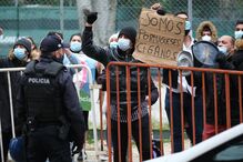 Manifestação durante campanha de André Ventura