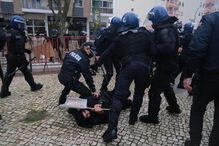 Manifestação durante campanha de André Ventura