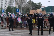Manifestação durante campanha de André Ventura