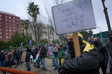 Manifestação durante campanha de André Ventura