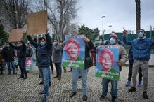 Manifestação durante campanha de André Ventura