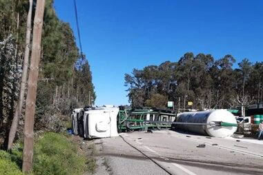 Despiste de camião faz um ferido no IC2 em Leiria