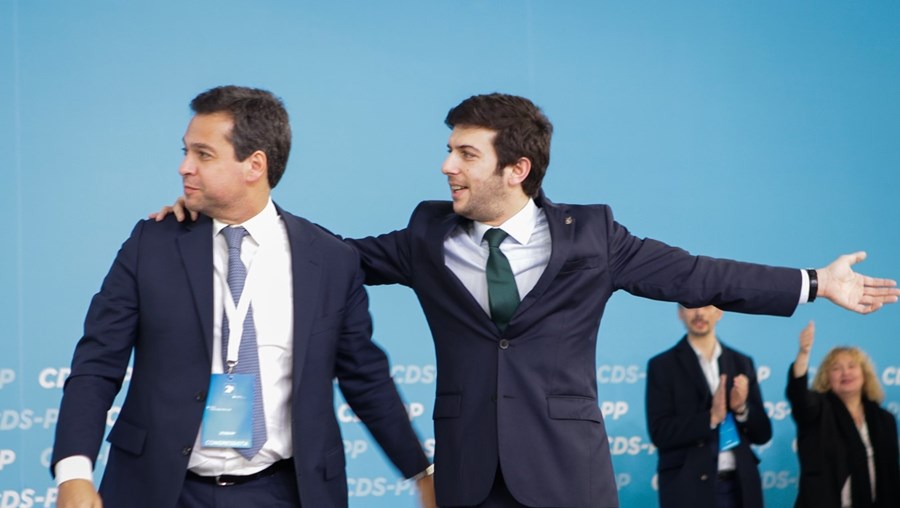 Filipe Lobo d’Ávila e o líder do CDS-PP, Francisco Rodrigues dos Santos