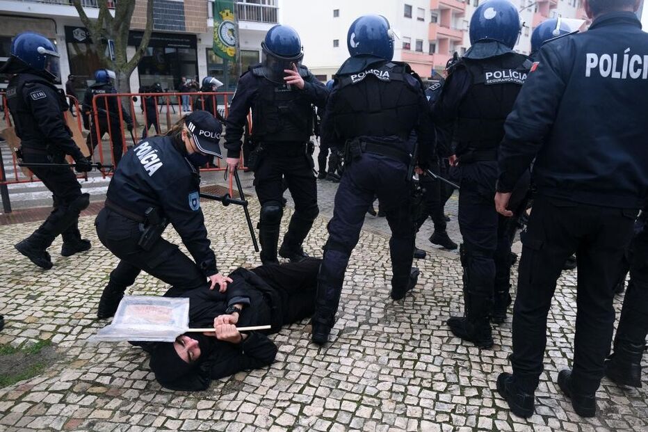 Manifestação durante campanha de André Ventura