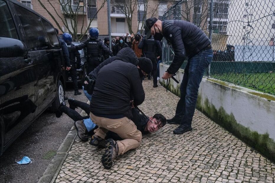 Manifestação durante campanha de André Ventura