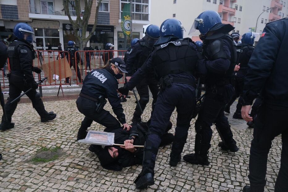 Manifestação durante campanha de André Ventura