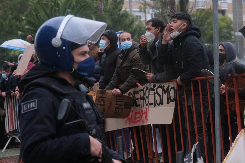 Manifestação durante campanha de André Ventura
