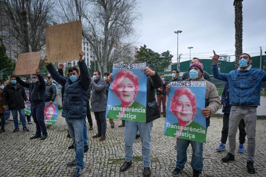 Manifestação durante campanha de André Ventura