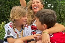 Gisele Bündchen com os filhos Vivian e Benjamin