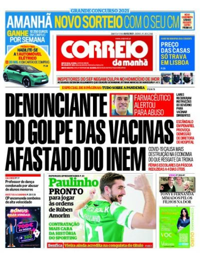 Capa de quarta-feira, 03 de fevereiro de 2021
