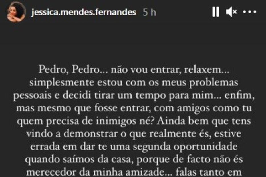 A publicação de Jéssica Fernandes