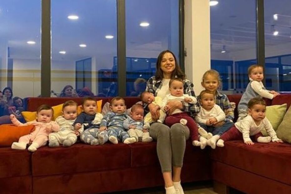 Christina com os 11 filhos