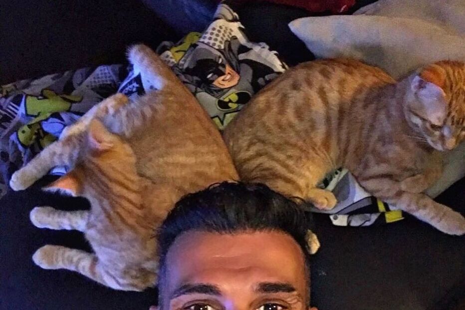 Bruno Savate e os seus dois gatos