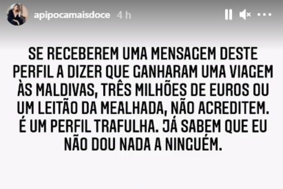 O alerta de Pipoca Mais Doce